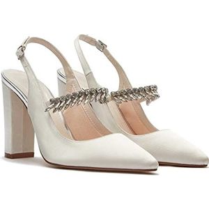 Rainbow Club Sparkly Slingback trouwschoenen, puntige teen, blokhak, 7 ivoor, Ivoor, 40 EU
