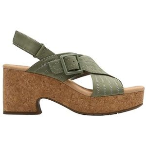 Clarks Premium Nerisa West sandaal voor dames, Sage Nubuck, maat 36 EU, Salie Nubuck, 39 EU