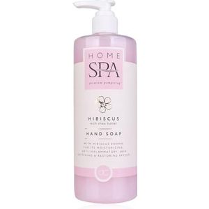 Accentra Home Spa Zeepdispenser met handzeep in decoratieve pompdispenser van plastic, vloeibare zeep, 490 ml, geur: hibiscus, cadeau-idee voor vrouwen, mama en vriendin, navulbaar