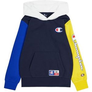 Champion Legacy Retro Sport B-Spring Terry Color Block Sweatshirt met capuchon voor kinderen en jongens, marineblauw/geel/elektroblauw/wit, 11-12 jaar