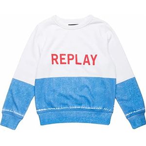 Replay Sweatshirt voor jongens met logo, katoenmix, 689 Royal, 12 Jaar