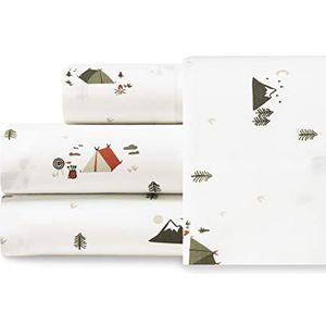 Eddie Bauer Twin XL-lakenset, perkal-katoenen beddengoedset, frisse en koele interieurdecoratie, benodigdheden voor slaapzalen (Cascade Camping Multi)