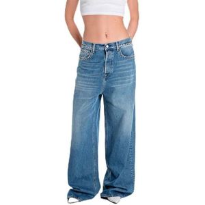 Replay Margott Baggy oversized jeans voor dames, 009, medium blue., 26W x 30L