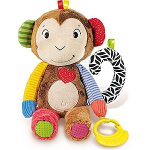 Clementoni - Monkey Sing, spelen, interactief leren spreken in Italiaans, elektronisch spel kinderen 3 maanden, educatief pluche dier 100% wasbaar, meerkleurig, 17673