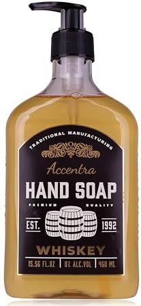 Accentra Handzeep in fles in whiskyfles-look, 460 ml handzeep in pompdispenser, vloeibare zeep, whiskey-geur, navulbaar