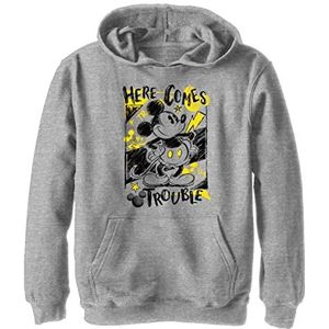 Disney Characters Trouble Comes Boy's Hooded Pullover Fleece, Athletic Heather, Small, Athletic Heather, S