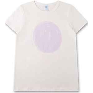 Sanetta Slaapshirt voor meisjes, halflange mouw, off-white, hoogwaardig en comfortabel slaapshirt van katoen voor meisjes, nachtkleding voor meisjes, beige, 128