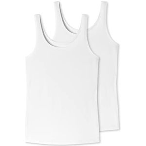 Uncover by Schiesser Onderhemd voor dames, set van 2 stuks, katoenmix, ondergoed met bandjes, wit, XL