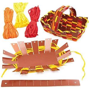 Baker Ross AX289 Oogst Festival Raffia Weaving Basket Kits - Pack van 4, creatieve kunst en ambachtelijke benodigdheden voor kinderen om te ontwerpen en te versieren