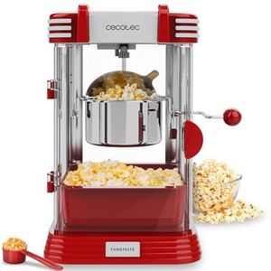 Cecotec Elektrische Popcornmachine Fun&Taste P'Corn Classic. Popcornmaker, 300 W, Retro Ontwerp, Roestvrijstalen Pot van 500 ml, Verwijderbaar Bakje, Binnenverlichting, Doseerlepel