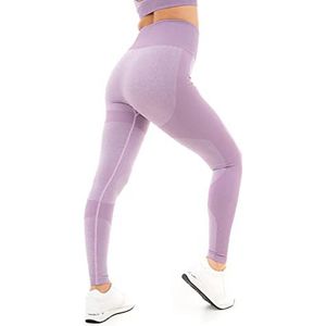 M17 Dames Dames Leggings Sport Atletiek Yoga Marl Rib Naadloze Elastische Hoge Taille Broek, Paars, L