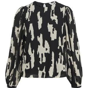 Object Vrouwelijke blouse ballonmouwen, Zwart/Aop: sandshell Graphic, 38