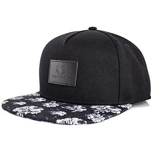 Blackskies Snapback Cap met borduurwerk of bloemenpatroon, uniseks baseballpet, zwart beauty, Eén maat