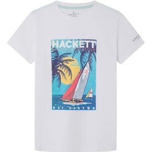 Hackett London T-shirt met zeilposter voor jongens, wit (wit), 11 jaar, Wit (wit), 11 jaar