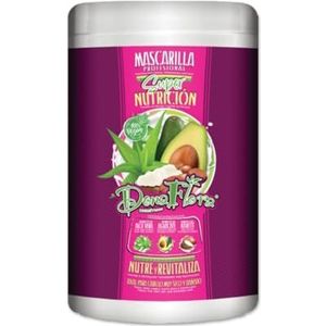 DONA FLORA Voedend haarmasker 1000 ml, met aloë vera, avocado en sheaboter, revitaliseert droog haar, Super Nutrition, zonder sulfaten en parabenen, voor alle haartypes