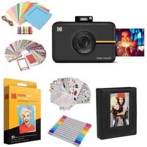 KODAK Stap Touch Instant Camera met 3,5 inch LCD-touchscreen (zwart) Bundel: 20 Pack Zink Paper, Album, Case, Markers, Stickers