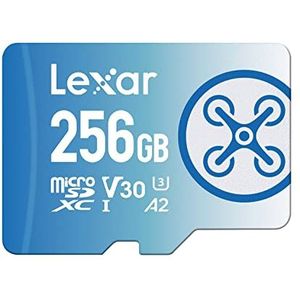 Lexar Fly 256GB Micro SD Kaart, microSDXC UHS-I Geheugenkaart, Tot 160 MB/s Lezen, voor DJI Drone, Action Camera, Smartphone en Tablet (LMSFLYX256G-BNNAA)