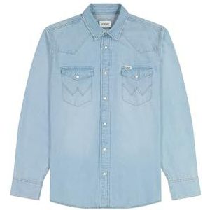 Overhemden - Denim Western Shirt - Blauw - 100% Katoen - Normale Pasvorm