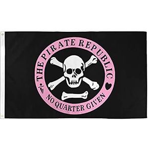 AZ FLAG Vlag Republiek der Piraten, roze, 90 x 60 cm – vlag Korsara doodskop 60 x 90 cm – vlaggen