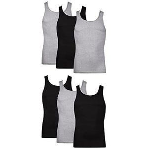 Hanes Onderhemden, 6 stuks, katoen, tanktops, heren, vochtafvoerend, geribbeld, lichtgewicht katoen, 3XL