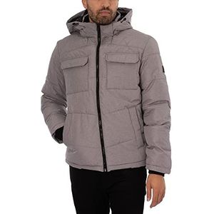 JACK & JONES Heren gewatteerde jas technische capuchon, lichtgrijs, M