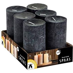 SPAAS 6 Rustieke geurloze cilinderkaarsen 68/130 mm, ± 60 uur - zwart