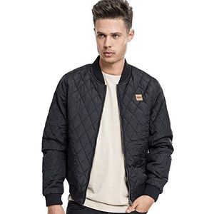 Urban Classics Herenjas Diamond Quilt Nylon Jacket, gewatteerde bomberjack voor mannen in vele kleuren verkrijgbaar, maten S - 5XL, zwart, 4XL