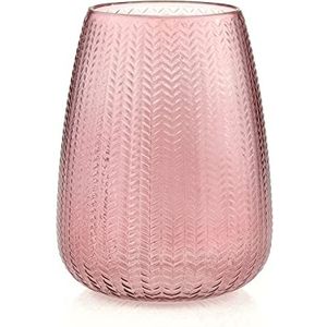 AmeliaHome Vaas 18,5 x 24 cm decoratieve vaas tafelvaas glas decoratie Sevilla poederroze