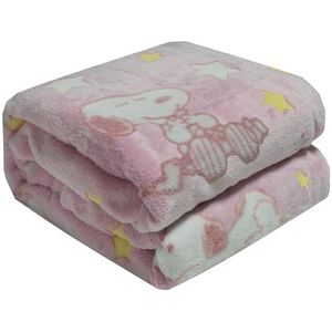Kanguru - Snoopy Glow in the Dark - Fleecedeken - Roze - 130 x 150 cm