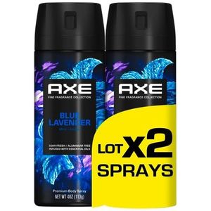 AXE Deodorant Bodyspray 48H Prestige Blue Lavender, 72 uur frisheid, lavendel, munt & barnsteen, 2 stuks van 150 ml