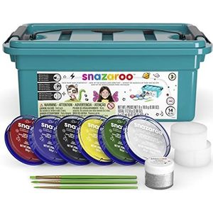 Snazaroo Beginners Make-upkoffer, 6 kleuren & glittergel, 3 penselen, 2 sponsjes & make-upboek in het Engels (gesorteerd)