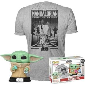 Funko Pop! & Thee: Ando - Grogu with Cookie (The Child, Baby Yoda) met Cookie - Medium - Star Wars The Mandalorian - T-shirt, flanel - kleding met vinylfiguur - cadeau-idee