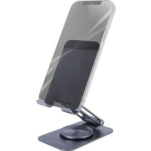 Mars Gaming MA-RSS, Opvouwbare Smartphone Stand, 360° Dynamische Rotatie + 180° Hoogte en Hoekinstelling, Aluminium Mobiele Telefoon Stand, Antislip, Donkergrijs
