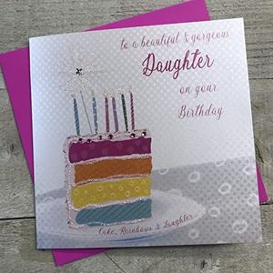 White Cotton Cards Pink Cupcake ""Happy Birthday To A Gorgeous Daughter"", handgemaakt, wit