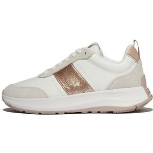 Fitflop Vrouwen F-Mode Flow Sequin Suede/Lederen Flatform Sneakers, Urban White/Classic Beige, 4 UK, Urban White Classic Beige, 37 EU