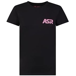 GIL ASR T-shirt voor dames, zwart en roze fluo, groot, zwart en roze fluo, L