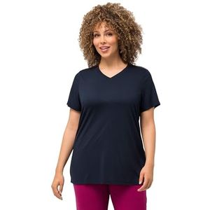 Ulla Popken - Shirt - Navy - V-hals - Kwartmouw - Normale Pasvorm