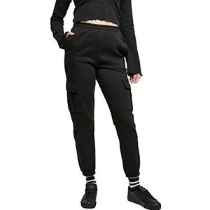 Urban Classics Sportbroek voor dames met opgestikte zakken, cargo joggingbroek, hoge taille, cargobroek, broek voor vrouwen, verkrijgbaar in vele kleuren, maten XS - 5XL, zwart, XXL