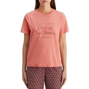 Scotch & Soda Dames Regular Fit met Artwork T-shirt aan de voorkant, Clay Pink 7354, L