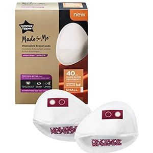Tommee Tippee Made for Me Daily Disposable Breast Pads, Soft, Absorbent and Leak-Free, Contoured Shape, Adhesive Patch, Large, Pack of 40