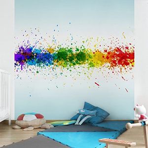 Apalis Vliesbehang Rainbow Splatter fotobehang vierkant | vliesbehang wandbehang muurschildering foto 3D fotobehang voor slaapkamer woonkamer keuken | grootte: 288x288 cm, meerkleurig, 97936