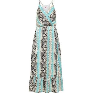 RAKATA Dames maxi-jurk met slangenprint jurk, Blauw meerkleurig., S
