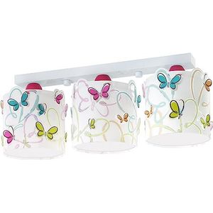 Dalber Kinder hanglamp plafondlamp kinderkamer kinderlamp 3-Lichts Butterfly Vlinders veelkleurig
