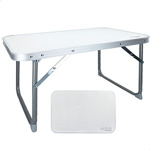AKTIVE Strandtafel, inklapbaar, strandtafel, 60 x 40 x 40 cm, wit, metalen frame, houten plaat, kleine campingtafel, kantelbeveiliging (52836)