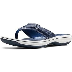 Clarks Breeze Sea Teenslippers voor dames, 10,11,12,5,6,7,8,9 M Volwassenen, Navy Synthetisch, 36 EU