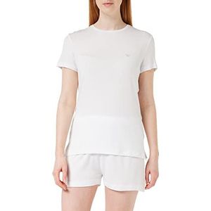 Emporio Armani Pajama Fluid Viscose Shorts Set voor dames, Wit, M