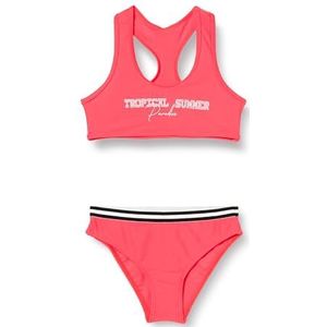 HAUTE PRESSION Tweedelig badpak voor meisjes, effen schrijven, X9051 C01, T6A, Meerkleurig, 6-16 ans