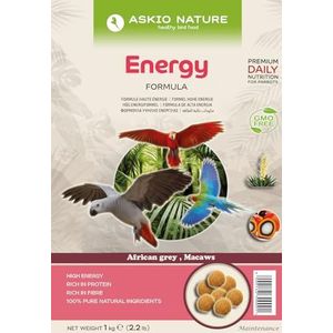 Askio Nature Energievoer voor Yacos en You-Yous, rijk aan eiwitten en energie, verpakking van 1 kg