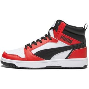 PUMA Unisex Rebound V6 Sneaker, Puma White PUMA Black for All Time Red, 44.5 EU