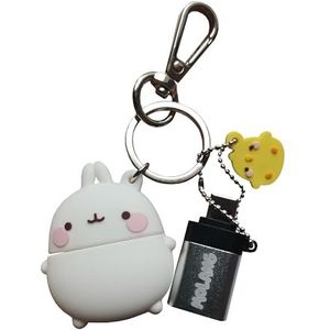 WONDEE Molang 2-in-1 sleutelhanger + USB en USB C-stick, grappige 32 GB, Molang figuren met extra USBC-adapter - geschenken Cute and Kawai USB-stick dier